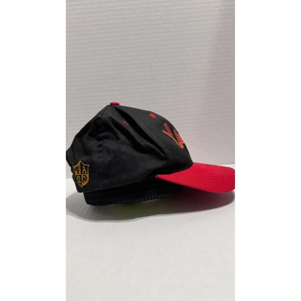 Brimz Snapback Hat Black Red Script Embroidery Crest Logo Baseball Cap Mens OSFM
